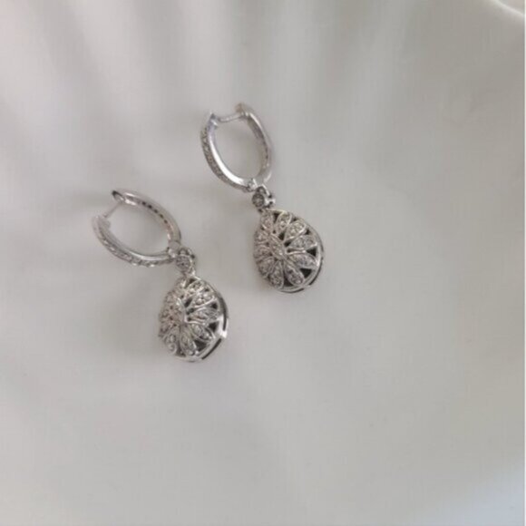 Incredible Vintage Reversible Sterling Silver Drop Dangle Crystal Earrings - Picture 6 of 9